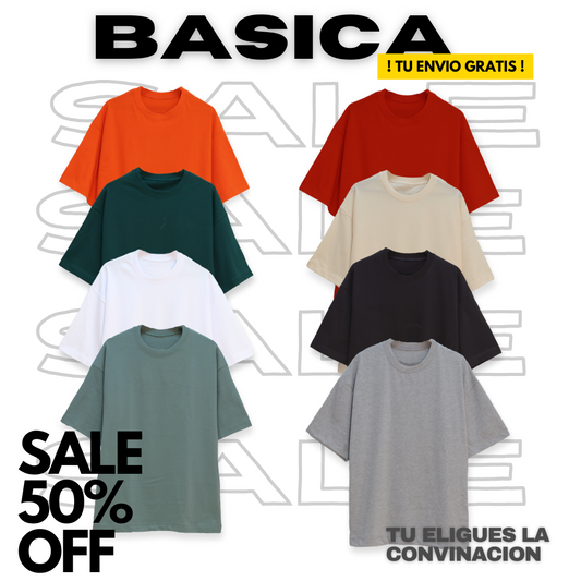 PACK 3 BASICAS PREMIUM  100% ALGODON + ENVIO GRATIS
