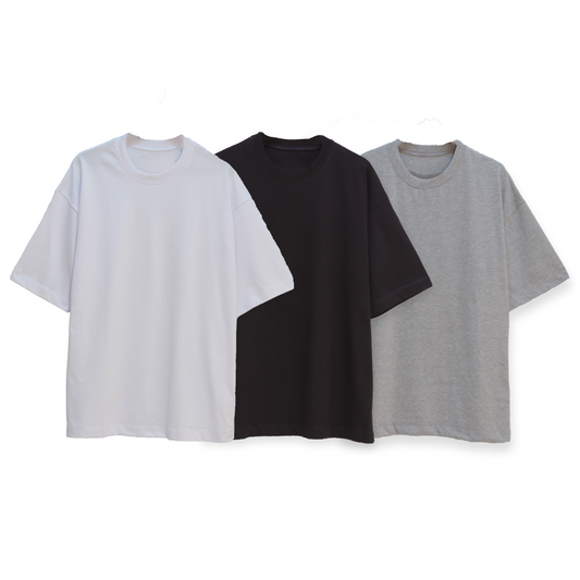 PACKS OVERSIZE PREMIUM BLANCO + NEGRO + GRIS JASPED